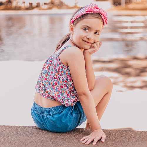 FROG SAC Hairband, Hot Pink Sparkly Sequin Bow Headband for Girls - Little Girl Rainbow Flower Hair Bands, Kids Cute Fashion Head Band Accessories, Floral Tulle Back to School Hairbands