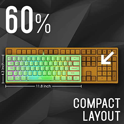 60% Gaming Keyboard and Mouse Combo Samll Mini RGB Backlight Mechanical Feeling and Mechanical RGB 6400 DPI Honeycomb Optical Mouse,Gaming Mouse pad for Gamers and Typists (Green)