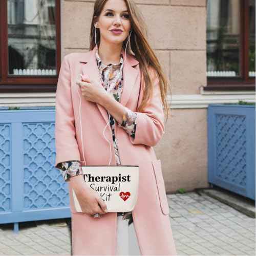 Therapist Survival Kit Makeup Bag, Therapy Portable Pouch Travel Essentials Organizer Cosmetic Bags for Women, Funny Travel Makeup Toiletries Accessories, Christmas Gifts for Women