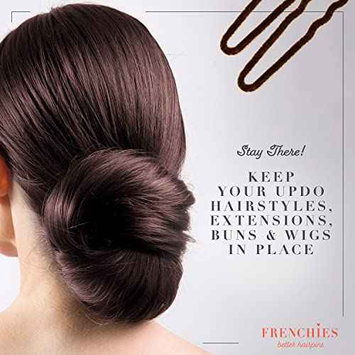 Frenchies French Twist Hair Pin, Ultra Flocked Extra Soft French Hair Pins for Women, Wedding, Updo Extensions, or Wig, 20 Count, Brown