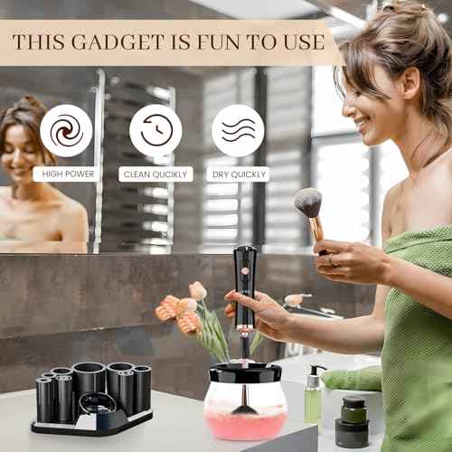 Electric Makeup Brush Cleaner and Dryer Machine - Super Fast Clean and Dry Make Up Brushes - Automatic Cosmetic Brush Spinner Washer Tools