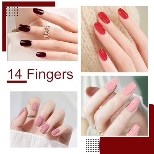 SILPECWEE 560 Pieces 40 Sheets Nail Polish Strips, Red Nail Stickers Full Nail Wraps for Women, Self Adhesive Gel Strips Manicure Design, Fingernail Sticker Nails with File