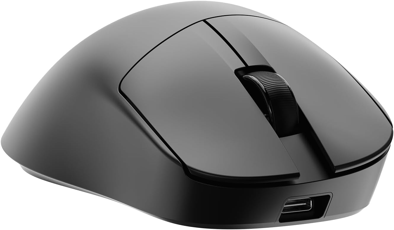 AJ159P MC Triple Mode (2.4G/Wired/Bluetooth 5.2) Gaming Mouse, 12000 DPI, 56g Ultra-Light, Magnetic RGB Charging Dock, Programmable 6 Buttons, Ergonomic Design for Computer Laptop PC, Black