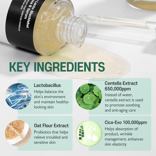 Pre Lacto Blacklabel Balance B Serum | CICA-EXO & 650,000ppm Fermented Centella | Waterless K-Beauty Serum with Lactobacillus & French Phycosaccharide for Hydration & Glass-Skin Glow (50ml)