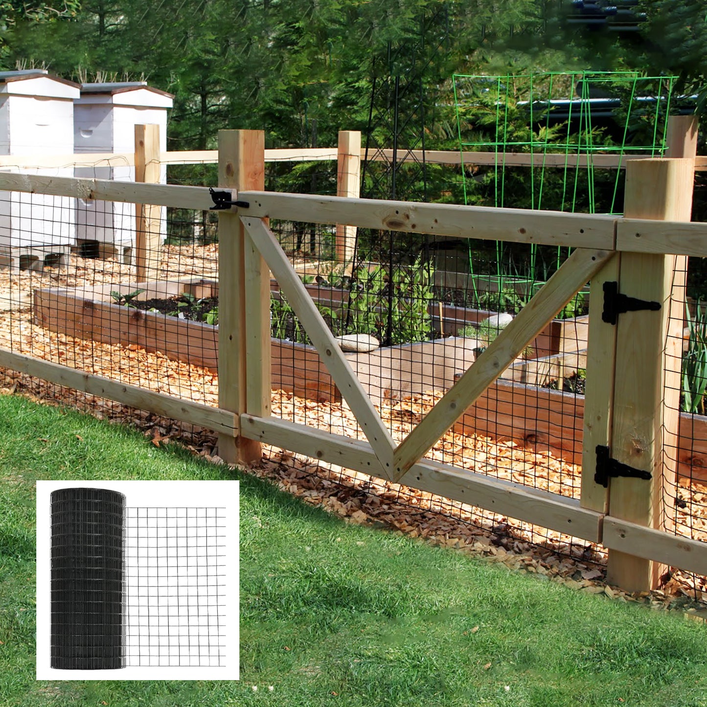 Black Metal Wire Fence - 24 inch x 50 ft Hardware Cloth for Poultry & Garden