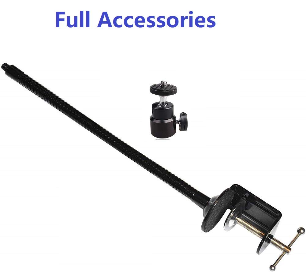 AceTaken Webcam Stand - 25 inch Gooseneck Clamp Desk Webcam Mount Arm for Logitech Webcam C920s C920 C930e C922x C930 C922 C925e C615 Brio