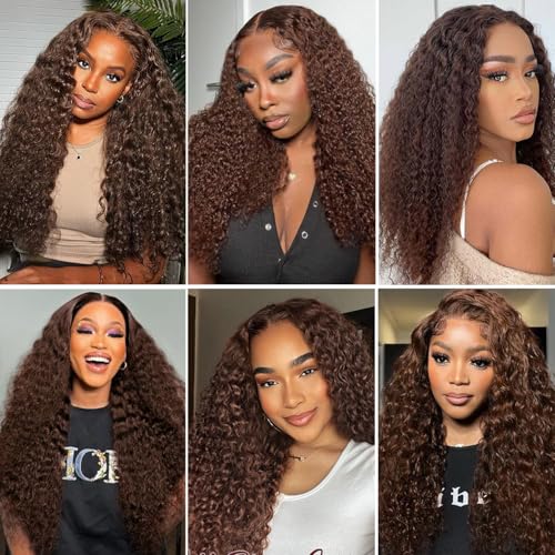 ONICE Wear And Go Glueless Wigs Human Hair Pre Plucked 5x5 HD Lace Closure Human Hair Wigs For Black Women Upgraded No Glue Deep Wave Lace Front Wigs Human Hair(Chocolate Brown,22Inch)