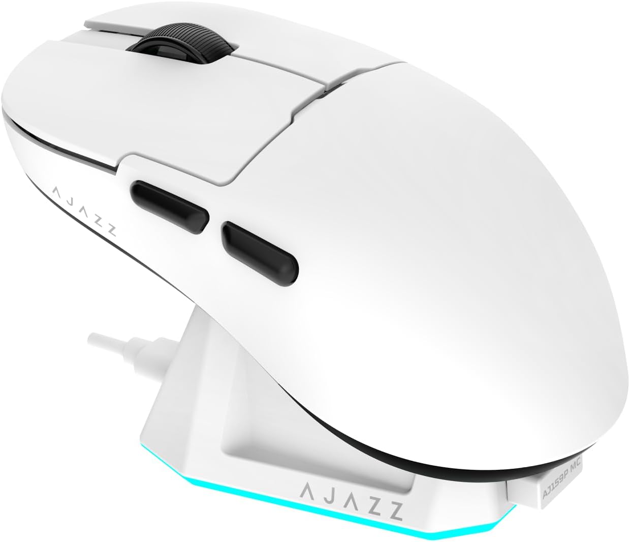 AJ159P MC Triple Mode (2.4G/Wired/Bluetooth 5.2) Gaming Mouse, 12000 DPI, 56g Ultra-Light, Magnetic RGB Charging Dock, Programmable 6 Buttons, Ergonomic Design for Computer Laptop PC, Black