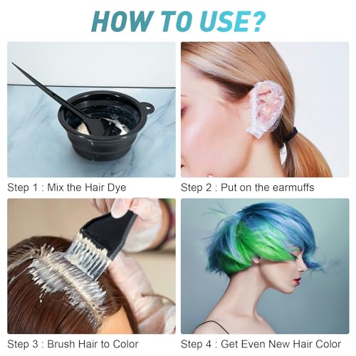 12 Pcs Hair Bleach Kit Professional Hair Coloring Products with Hair Dye Brush, Hair Color Bowl, Earmuffs, Hair Clips for Salon Hair Dye, Hair Color at Home, Hair Highlighting