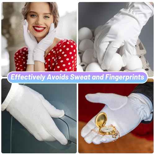 6 Pairs 100% Moisturizing Gloves for Dry Hands Overnight, Selizo 10 Pairs White Cotton Gloves for Women Eczema, Hand Moisturizer Sleeping Spa Gloves for Dry Hands Eczema