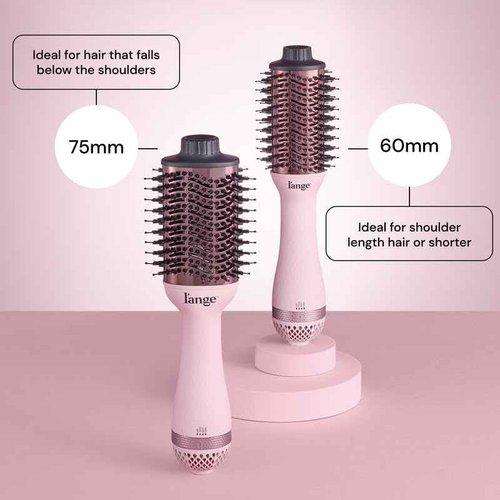 L'ANGE HAIR Le Volume 2-in-1 Titanium Blow Dryer Brush | Hot Air Brush for Hair Drying & Styling | Ionic Oval Barrel for Smooth, Frizz-Free Volume | (Blush – 60mm)