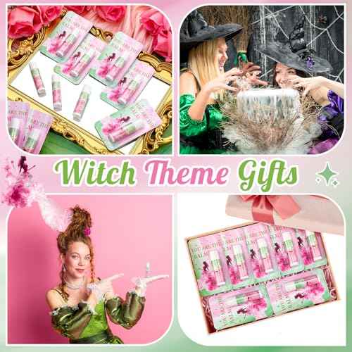 25 Pack Halloween Witch Lip Balms Bulk Pink and Green Party Favors Princess Gift Set Witched Party Favors Baby Shower Birthday Supplies Halloween Decoration Makeup Accessories Bag Stuffers