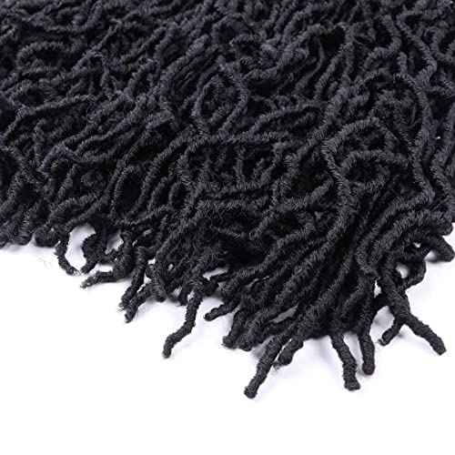 24 Inch Soft Locs Crochet Hair Pre Looped 6 Packs Faux Locs Crochet Braids Goddess Locs Dreadlocs Synthetic Hair For Black Women (1B, 24 Inch (Pack of 6))