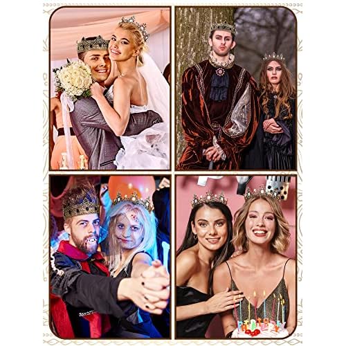 2 Pieces Baroque Crown King and Queen Crown Set for Men Women Black Rhinestone Crystal Queen Tiaras Royal Costume Crown Headwear for Prom Wedding Cosplay Homecoming Prom Christmas Party Decorations