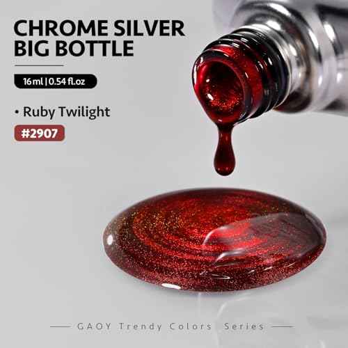 GAOY Red Cat Eye Gel Nail Polish, 16ml Glitter Holographic Nail Polish with Magnet, Reflective Translucent UV Gel, 2907 Ruby Twilight