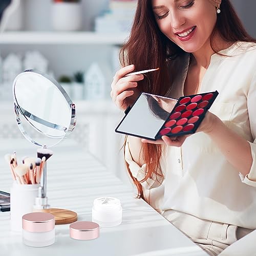 12 Pack Frosted Glass Cream Jar - 15g/0.5 oz Empty Makeup Container Refillable Travel Pot Jar For Lotion Cream Cosmetics Ointments