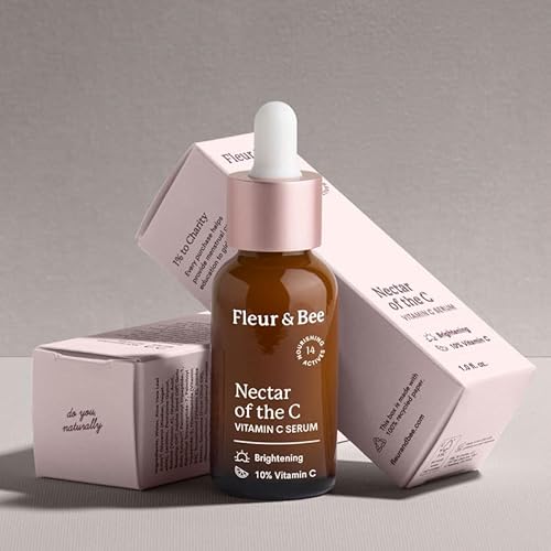 Vitamin C Serum for Face - 10% Vitamin C with Hyaluronic Acid, Vitamin E - Vegan & Clean - Anti Aging, Reduce Appearance of Wrinkles, Dark Age Spots, Lines - Nectar of the C by Fleur & Bee (1 Fl Oz)