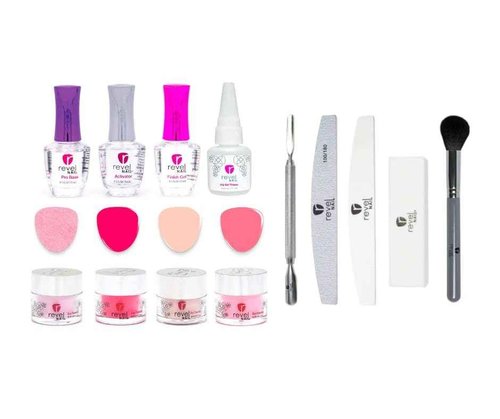 Revel Nail Dip Powder Starter Kit with Dip Powder Liquids & Tool Set, Pretty in Pink
