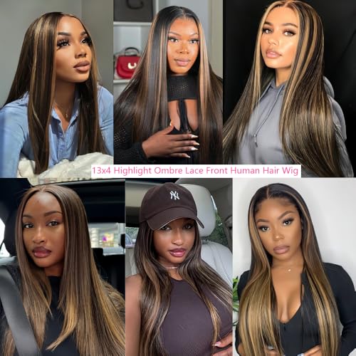 Highlight Ombre Lace Front Wig Human Hair 180 density 22 inch straight wigs human hair 13x4 lace front wigs human hair wigs for black women