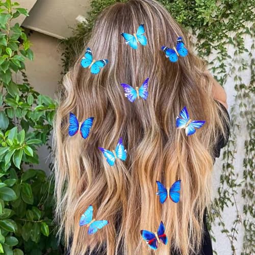 BARTOSI Butterfly Hair Clips Blue Butterflies Hair Barrettes Cute Styling Hair Accessories for Women and Girls (Pack of 10)