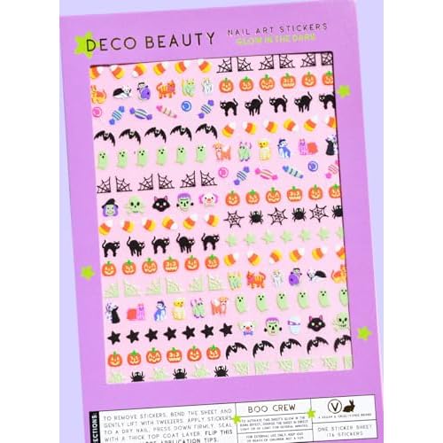 Deco Beauty Boo Crew Nail Stickers - Lightweight & Easy-to-Apply Nail Art with Trendy Designs - Durable & Long-Lasting Nail Stickers for Women, Ideal for DIY Manicures & Salon-Quality Nails