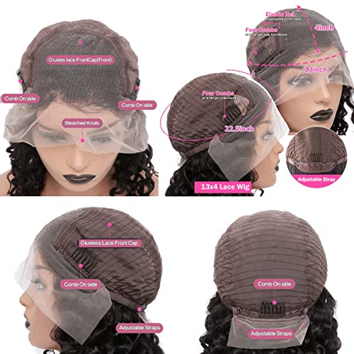 Glueless Short Body Wave Lace Front Wigs Human Hair with Blonde Highlight Pre Plucked 13X4 HD Transaprent Lace Wigs Side Part Medium Part Frontal Bob Wig For Women (12inch, Blonde Highlight)
