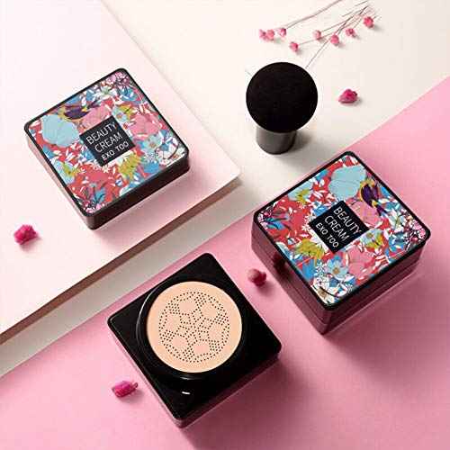 NUIBO Air Cushion CC Cream Mushroom Head, Moisturizing Concealer Makeup Base, Primer Liquid Foundation Long Lasting with Two Mushroom Makeup Sponges ¡¼Natural¡½