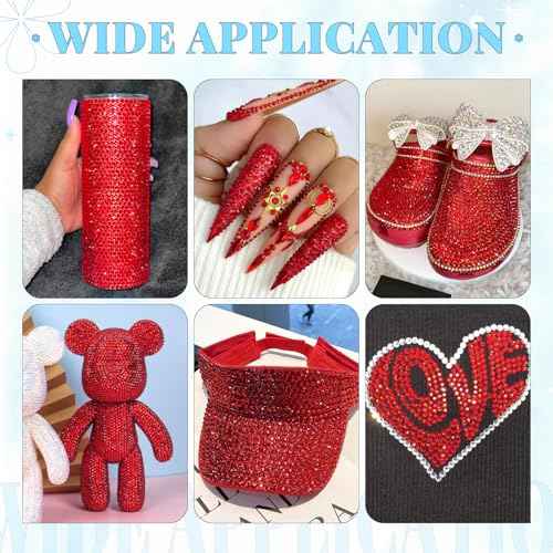 6000Pcs Resin Rhinestones for Bedazzling with 3Pcs B7000 Jewelry Glue, 1 Box Red Flatback Rhinestones for Crafting Crafts DIY, Crystals Gems for Clothing Shoes Tumblers Nail Art Makeup