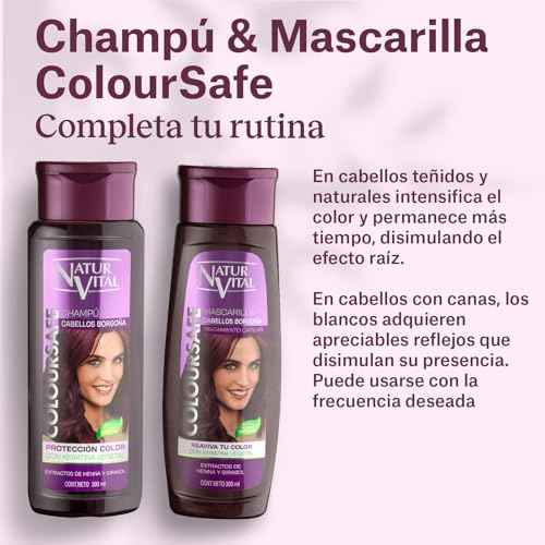 NaturVital Burgundy for Red Hair Refresher Coloursafe Hair Mask 300 ml. No Parabens,Organic Certified Extract