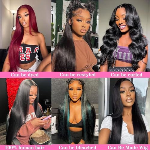 Selina Hair Straight 3 Bundles Human Hair 20 22 24 Inch Brazilian Virgin Hair 100% Human Hair 100g/Bundle Natural Black Color