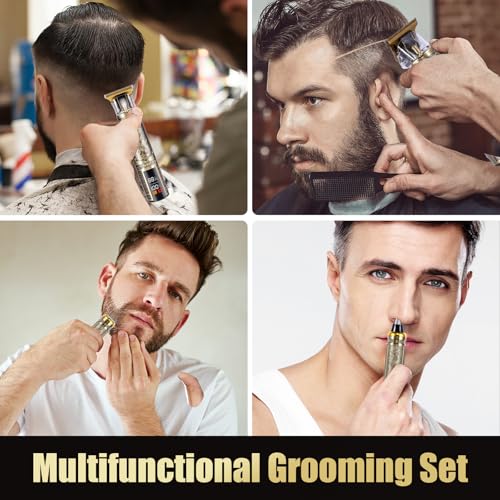 Professional Hair Clippers for Men,T-bar Trimmer and Cordless Electric Shaver, Nose Hair Trimmer, Men's Hair Clipper and Shaver Set, Rechargeable Home Hair Cutting Tools