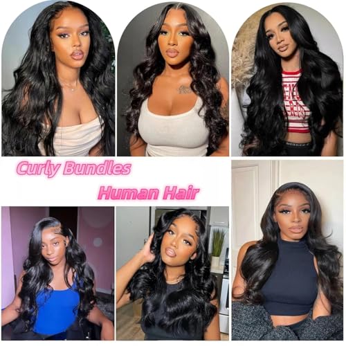 Brazilian Bundles Human Hair Body Wave Bundles 12a 100% Unprocessed Virgin Hair Bundle Deals Human Hair Weave 3 Bundle Human Hair Extensions For Woman Natural Black Color 14 16 18 Inch
