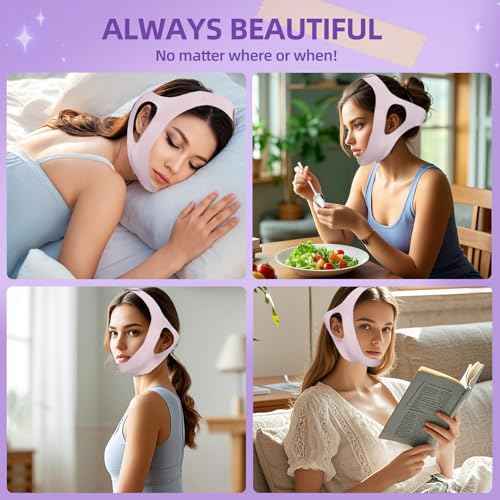 Facial Lifting Belt - V Line Lifting Mask Chin Strap,Face Lift Tape with Adjustable Straps, V-Shaped Double Chin Reducer, 3D Contoured Design for Facial Shaping,Jawline Shaper and Sleeping
