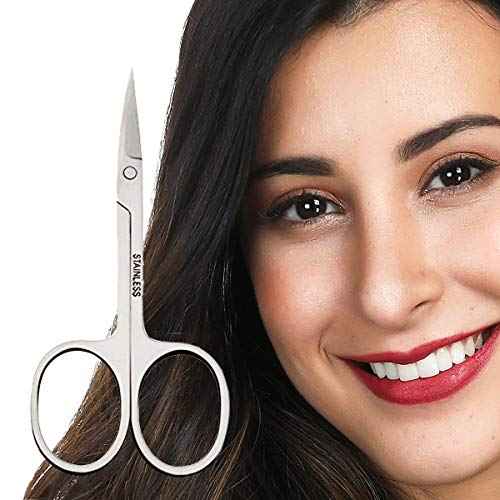 Eyebrow Scissors and Eyebrow Brush by AUMELO - Eyelash Extensions Shaping Curved Craft Stainless Steel Scissors for Your Beauty