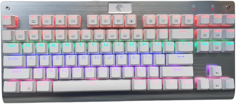 Z-77 75% Mechanical Keyboard – 87-Key Tenkeyless, Outemu Tactile Brown Switches, White Design, Multi-Color RGB Backlight, N-Key Rollover, Multiple Lighting Modes