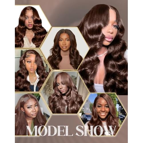 4# Chocolate Brown Lace Front Wig 26 Inch Body Wave Lace Front Wigs Human Hair 13x6 200 Density HD Lace Colored Wigs | Soft Non-shedding Non-tangling Full Length No Peculiar Smell
