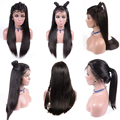 13x6 Lace Front Wigs Human Hair Pre Plucked 180% Density Straight Glueless Wig HD Transparent Human Hair Lace Front Wigs with Baby Hair Lace Front Wigs for Black Women (28 Inch)