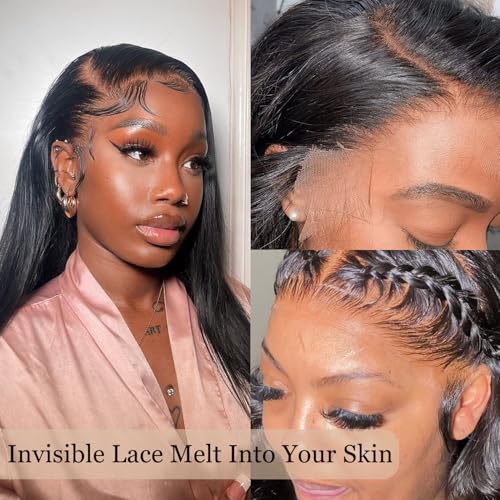 13x4 Body Wave Lace Frontal Closure Ear to Ear 18 Inch Transparent HD Lace Frontal Brazilian Virgin Human Hair Pre Plucked With Baby Hair Natural Black