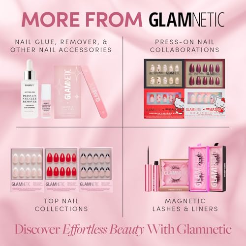 Glamnetic Press On Nails - Oyster | Short Oval Cat Eye Fake Nails with a Velvet Pearlescent Finish, Salon Quality Summer Nails | 15 Sizes - 30 Nail Kit with Glue