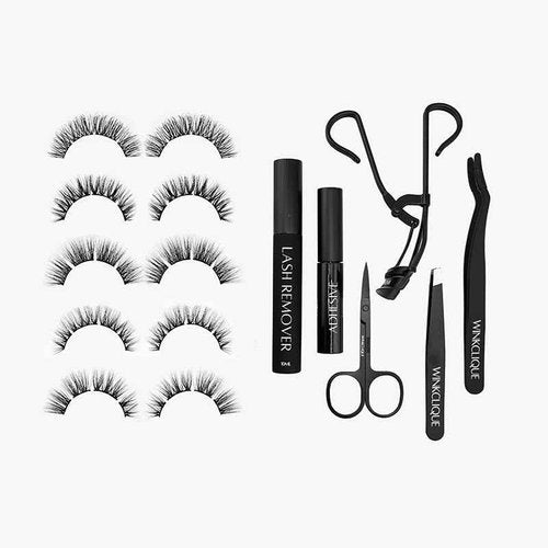 WinkClique Starter Kit - Everyday Chic - False Eyelash Complete Kit With Tools and 5 Lash Styles (Collection 02)