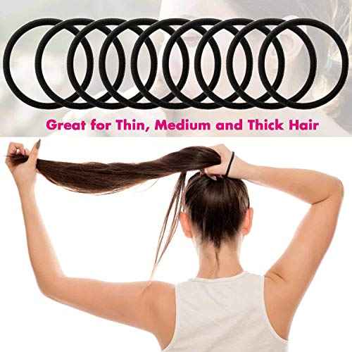 Anezus 200 Pcs Black Elastics Hair Ties Small Bulk Hair Ties Hair Bands (4mm)