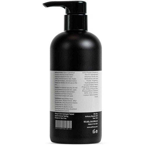 Anthony No Sweat Body Defense Deodorant for Men, Anti-Chafing & Anti-Itch Cream-to-Powder Lotion for Groin, Thighs & Underarms, Talc-Free, Absorbs Moisture, Sweat & Odor Control, 16 fl oz