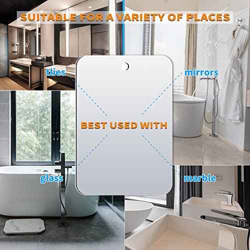 Shower Mirror Fogless for Shaving, 6 x 4 inches Small Mirror for Wall Camping, Frameless Portable Hanging Travel Mirrors, Unbreakable Handheld Locker, Makeup Plastic, Anti Fog Shave Mirrors, Bathroom