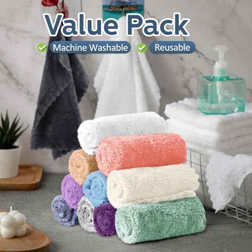 Newwiee 100 Pcs Washcloths Bulk Quick Drying Bathroom Wash Clothes 12 x 12 Inch Face Towels Microfiber Soft Hand Towel for Your Body Spa Fingertip(Multicolor)