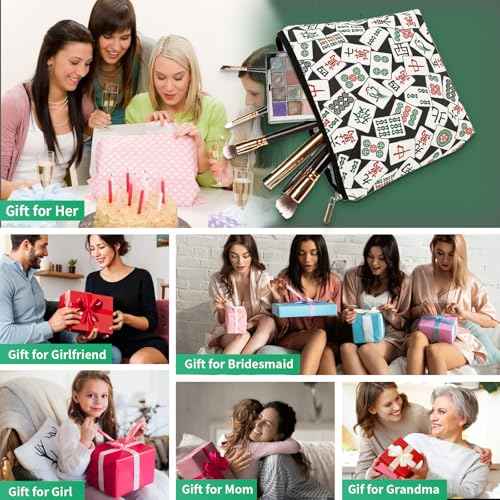 Degpum Mahjong Makeup Bag Women's Zippered Bag for Purse,Mahjong Lover Gift Gambling Gifts for Grandma Aunt Mom Sister Friend for Birthday Christmas Retirement Thanksgiving Gifts