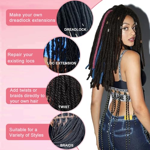 Afro Kinkys Bulk Human Hair for Dreadlocks Kinky Curly for Loc Extensions 100% Real Human Hair Afro Kinky-Curly Human Braiding Bulk Hair for Twist & Repair Locs 4 Packs 200 Gram 12 Inch Ginger
