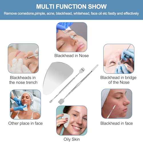 60PCS Dual Heads Blackhead Remover, Pimple Comedone Extractor, Acne Whitehead Blemish Removal Kit, Premium Stainless Steel Pimple Popper Tool kit, Risk Free for Face Skin, with Portable Box