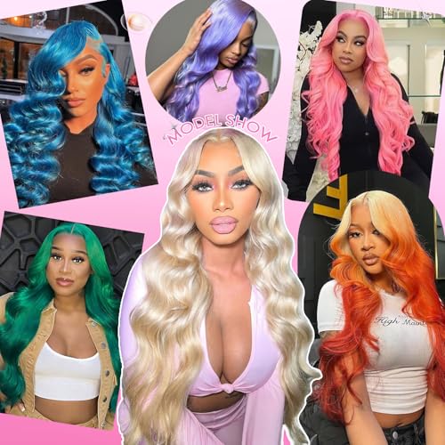 613 13x4 Lace Front Wig Human Hair Blonde Body Wave Lace Frontal Wigs Pre Plucked Blonde Wig Human Hair 200 Density 613 HD Lace Front Wigs 613 Human Hair Wig (24 Inch)