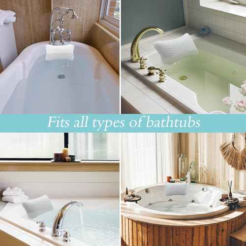Bath Pillows for tub,Home Spa Pillows for Bathtub, Hot Tub,Head and Neck Support with 2 Strong Suction Cups,White
