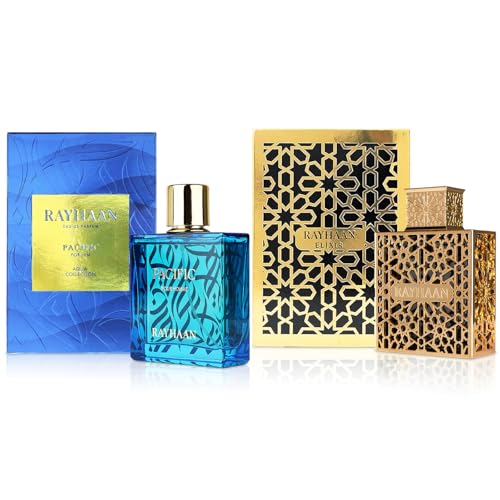 RAYHAAN 2-Piece Fragrance bundle For men Includes 3.4 oz Elixir Eau de Parfum Spray and 3.4 oz Pacific Eau de Parfum Spray